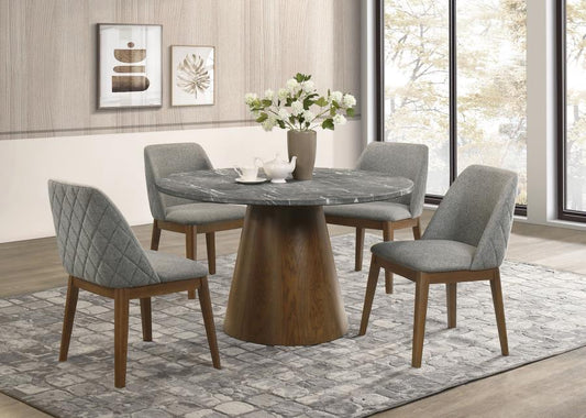 Franklin - 5 Piece Round Dining Table Set - Gray And Dark Oak 5 Piece Dining Room Sets by Coaster Fine Furniture - Walls Furniture & Mattress