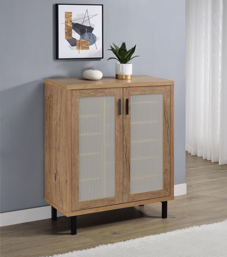 Teller - 2 - Door Shoe Storage Cabinet - Natural Oak Accent Cabinets by Coaster Fine Furniture - Walls Furniture & Mattress