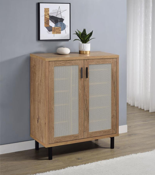 Teller - 2 - Door Shoe Storage Cabinet - Natural Oak Accent Cabinets by Coaster Fine Furniture - Walls Furniture & Mattress