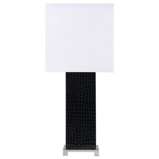Bridle - Square Shade Faux Crocodile Table Lamp - Black Table Lamps by Coaster Fine Furniture - Walls Furniture & Mattress