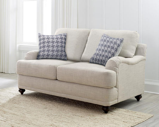 Glenn - Upholstered English Arm Loveseat - Light Gray And Blue Stationary Loveseats by CoasterElevations - Walls Furniture & Mattress