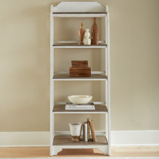 Magnolia Manor - Leaning Pier Bookcase - White Etageres by Liberty Furniture - Walls Furniture & Mattress