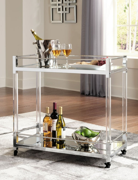 Chaseton - Bar Cart - Clear / Silver Finish Bar Carts by Signature Design by Ashley® - Walls Furniture & Mattress