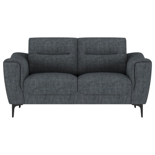 Nolan - Upholstered Sloped Track Arm Loveseat - Charcoal Stationary Loveseats by Coaster Fine Furniture - Walls Furniture & Mattress
