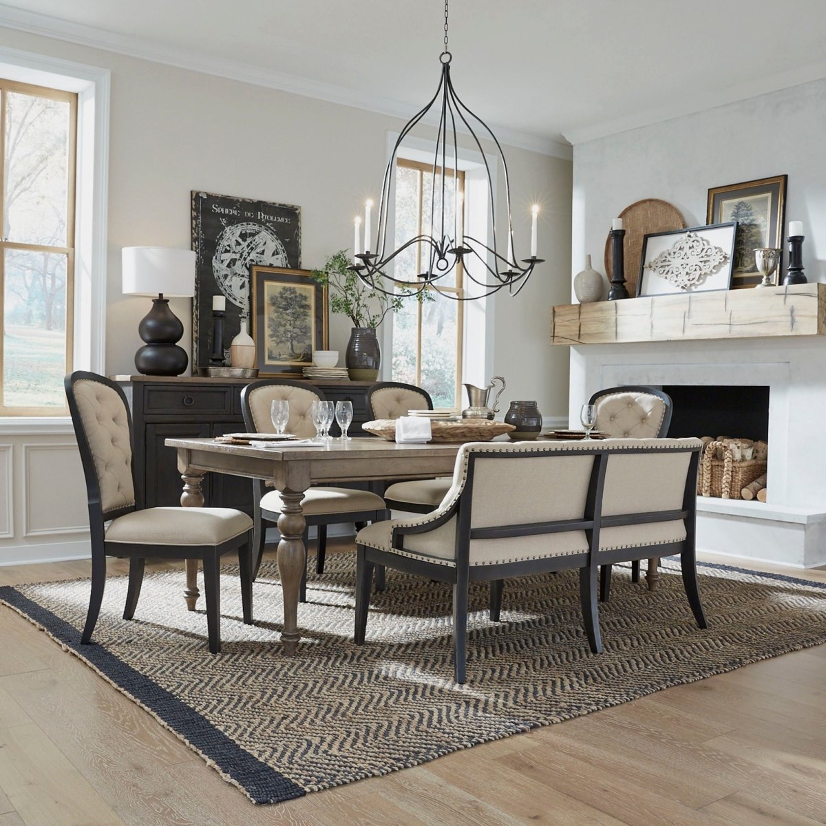 Americana Farmhouse - Upholstered Shelter Dining Bench Dining Benches by Liberty Furniture - Walls Furniture & Mattress