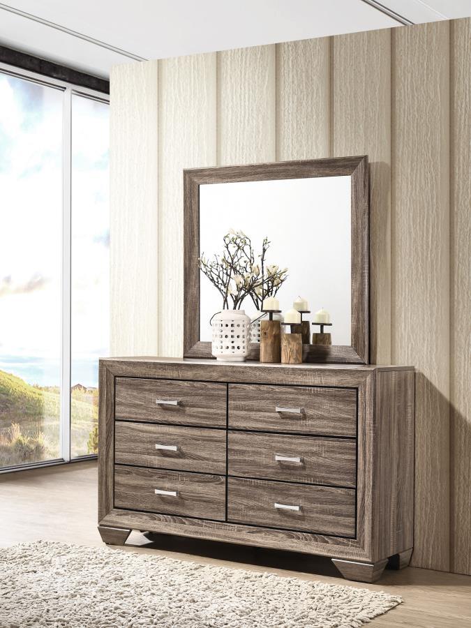 Kauffman - 6 - Drawer Dresser with Mirror Dresser & Mirror by CoasterEveryday - Walls Furniture & Mattress