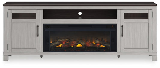 Darborn - 88" TV Stand With Electric Infrared Fireplace Insert - Gray / Brown Fireplace TV Stands by Signature Design by Ashley® - Walls Furniture & Mattress