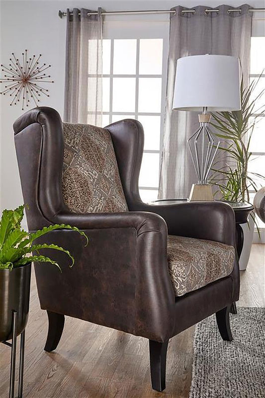 Elmbrook - Upholstered Wingback Accent Club Chair - Brown Wingback Chairs by Coaster Fine Furniture - Walls Furniture & Mattress