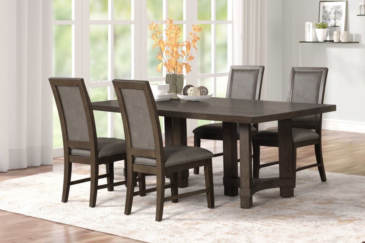 Cityscape - Rectangle Dining Table & 4 Chairs - Gray 5 Piece Dining Room Sets by New Classic - Walls Furniture & Mattress