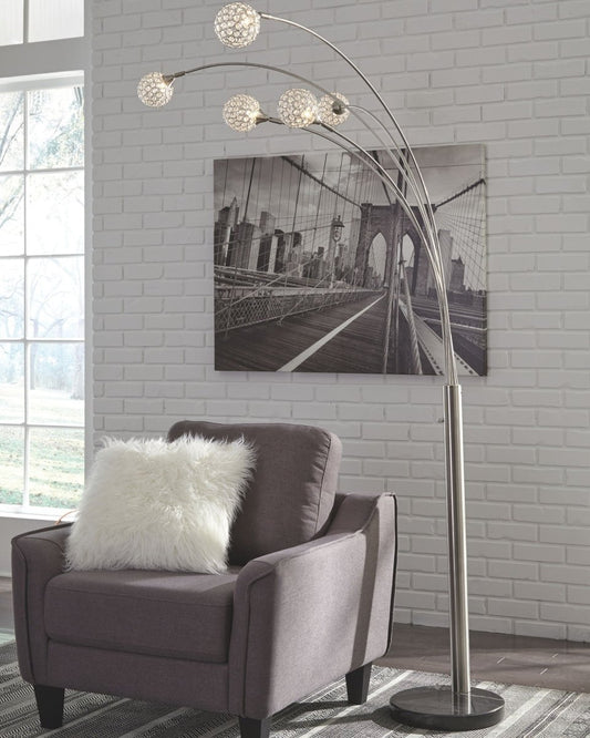 Winter - Metal Arc Lamp - Silver Finish Floor Lamps by Signature Design by Ashley® - Walls Furniture & Mattress