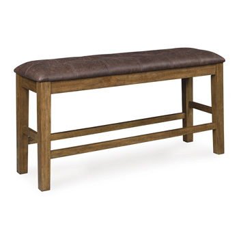 Urbinforte - Double Counter Height Upholstered Bench - Light Brown Counter Benches by Signature Design by Ashley® - Walls Furniture & Mattress