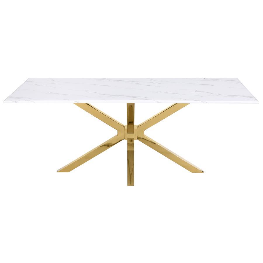 Venera - Rectangular Faux Marble Dining Table - White Dining Tables by Coaster Fine Furniture - Walls Furniture & Mattress