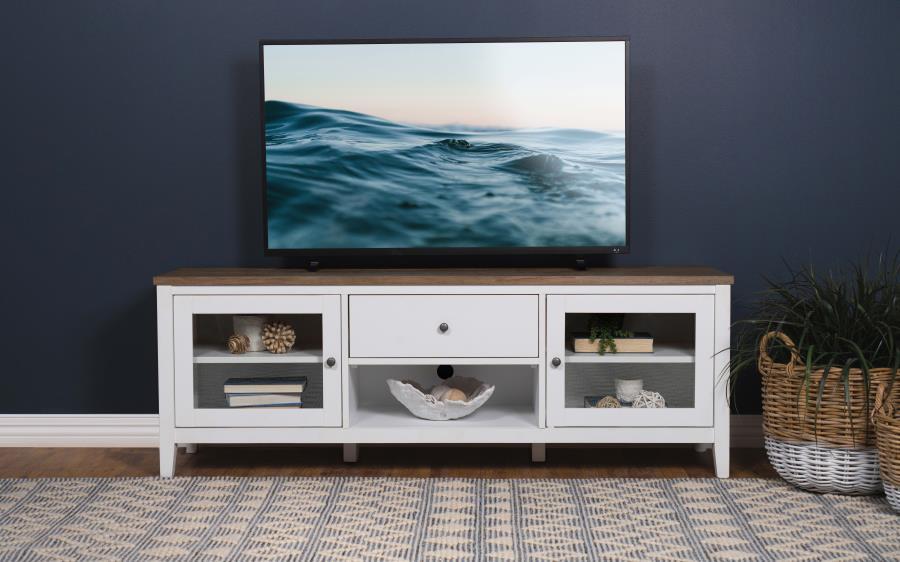 Hollis - 2 Door Wood TV Stand With Drawer - Brown And White TV Stands by Coaster Fine Furniture - Walls Furniture & Mattress