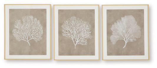Hendridge - Taupe / White - Wall Art Set (Set of 3) Framed Print Sets by Signature Design by Ashley® - Walls Furniture & Mattress