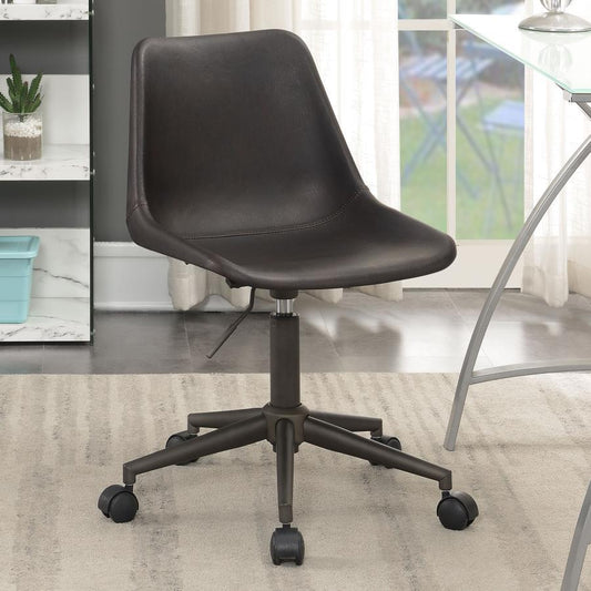 Carnell - Upholstered Adjustable Home Office Desk Chair - Brown Swivel Chairs by CoasterEveryday - Walls Furniture & Mattress