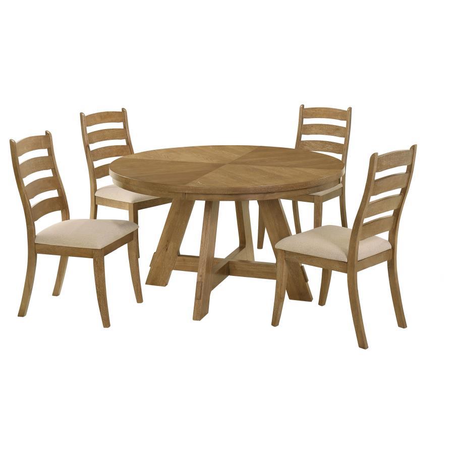Danvers - 5 Piece Dining Table Set - Brown Oak And Beige 5 Piece Dining Room Sets by Coaster Fine Furniture - Walls Furniture & Mattress