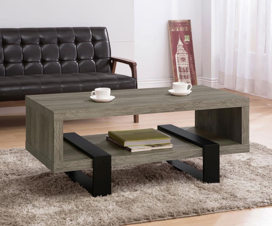 Dinard - Engineered Wood Coffee Table - Gray Driftwood Coffee Tables by CoasterEssence - Walls Furniture & Mattress