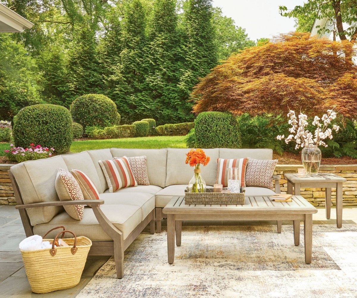 Clare View - Outdoor Sectional Stationary Sectionals by Signature Design by Ashley® - Walls Furniture & Mattress