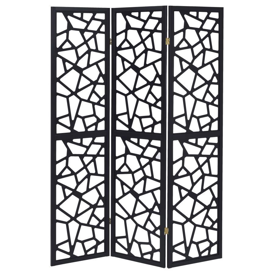 Nailan - 3 - Panel Room Divider Folding Screen Open Mosaic - Black Room Dividers by CoasterEveryday - Walls Furniture & Mattress