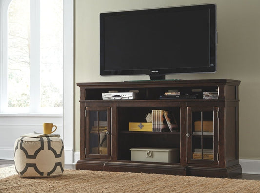 Roddinton - 2 Pc. - 74" TV Stand with Electric Infrared Fireplace Insert - Dark Brown Fireplace TV Stands by Signature Design by Ashley® - Walls Furniture & Mattress