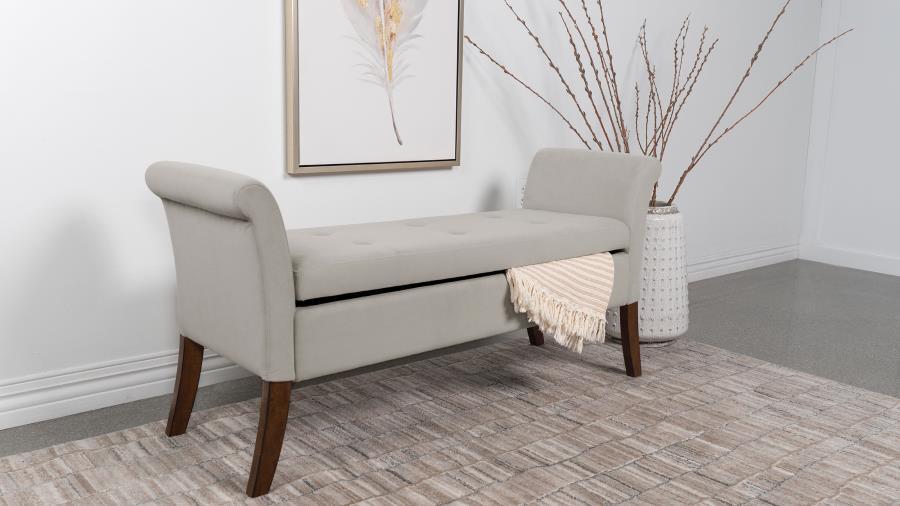 Farrah - Velvet Upholstered Rolled Arm Storage Bench Storage Benches by Coaster Fine Furniture - Walls Furniture & Mattress