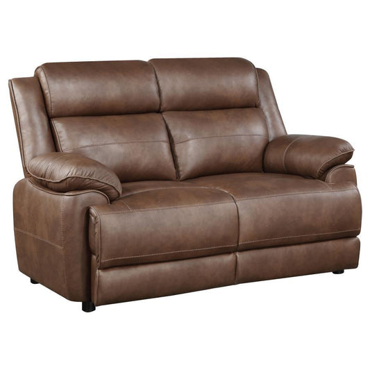 Ellington - Upholstered Padded Arm Loveseat - Dark Brown Stationary Loveseats by Coaster Fine Furniture - Walls Furniture & Mattress