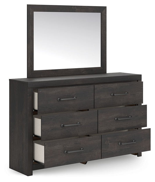 Hollivern - Dresser And Mirror - Dark Gray Dresser & Mirror by Signature Design by Ashley® - Walls Furniture & Mattress