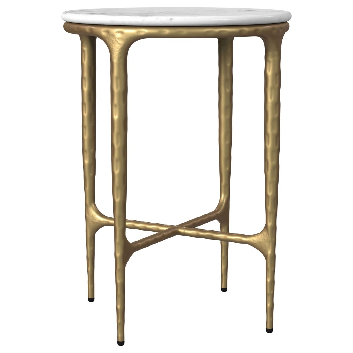 Baldwin - Round Marble Top Side Table - White And Gold Side Tables by Coaster Fine Furniture - Walls Furniture & Mattress