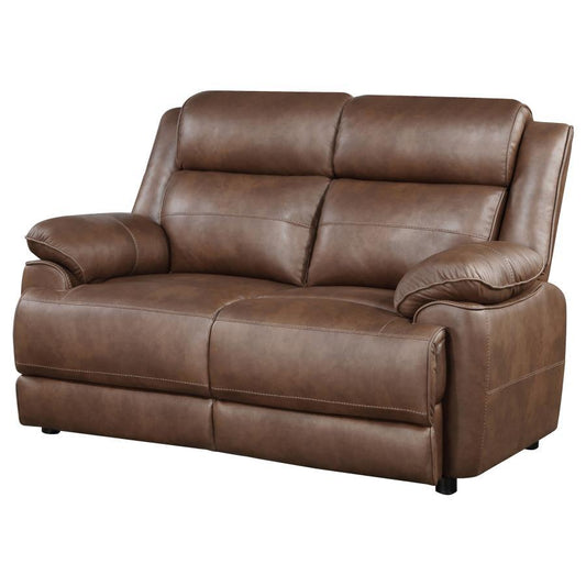 Ellington - Upholstered Padded Arm Loveseat - Dark Brown Stationary Loveseats by Coaster Fine Furniture - Walls Furniture & Mattress