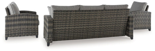 Oasis Court - Sofa, Chairs, Table Set (Set of 4) - Gray 4 Piece Outdoor Sets by Signature Design by Ashley® - Walls Furniture & Mattress