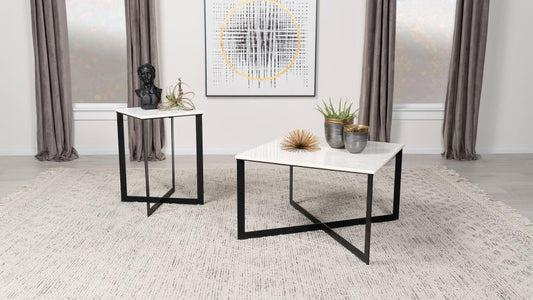 Tobin - Marble Top Coffee And End Table Set Table Sets by Coaster Fine Furniture - Walls Furniture & Mattress