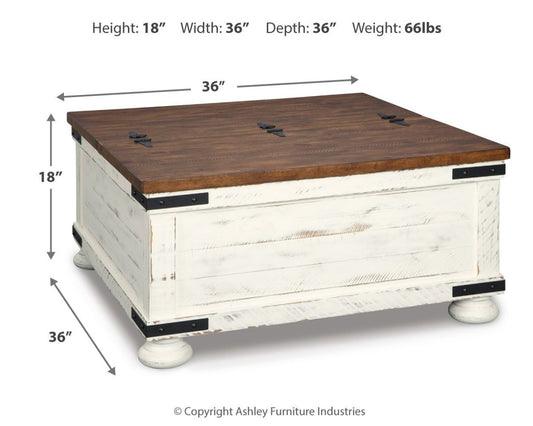 Wystfield - Cocktail Table with Storage - White / Brown Cocktail Tables by Signature Design by Ashley® - Walls Furniture & Mattress