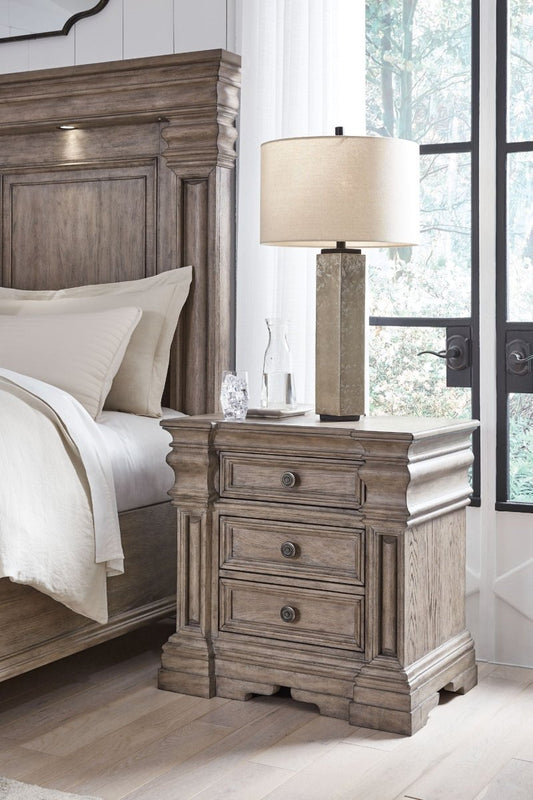 Blairhurst - Three Drawer Night Stand - Light Grayish Brown Nightstands w/ Charging Stations by Signature Design by Ashley® - Walls Furniture & Mattress