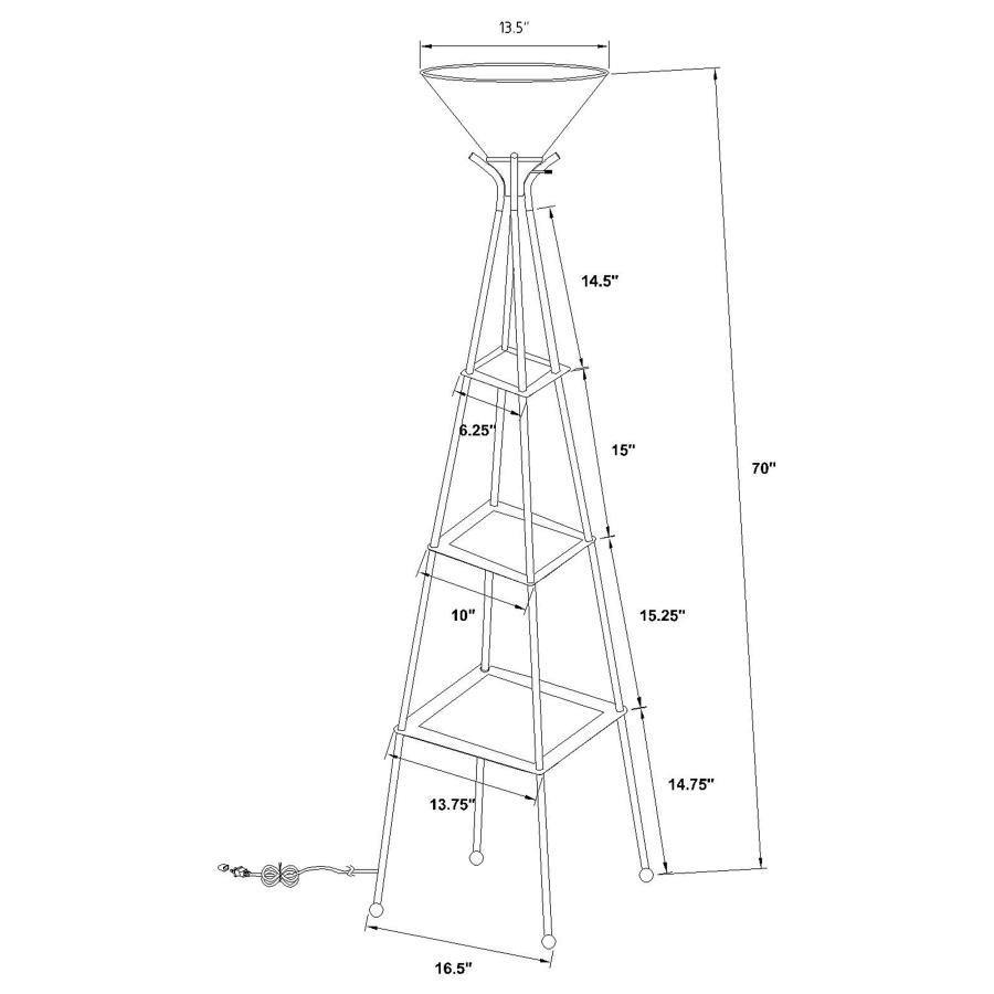 Gianni - 3 - Shelf Frosted Torchiere Floor Lamp - Black Floor Lamps by CoasterEveryday - Walls Furniture & Mattress