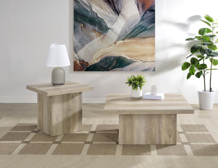 Devar - Square Coffee End Table Set - Distressed Pine Table Sets by Coaster Fine Furniture - Walls Furniture & Mattress
