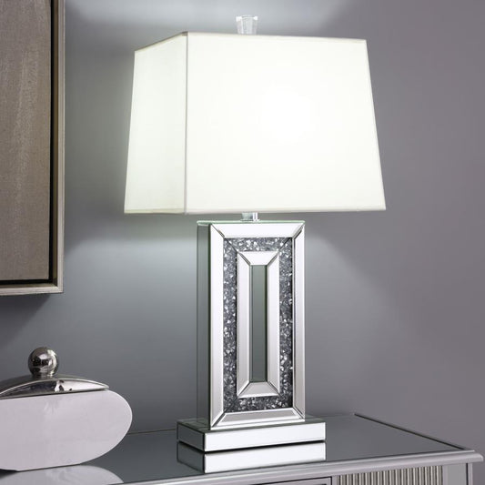 Ayelet - Tapered Shade Mirrored Table Lamp - Silver Table Lamps by CoasterElevations - Walls Furniture & Mattress