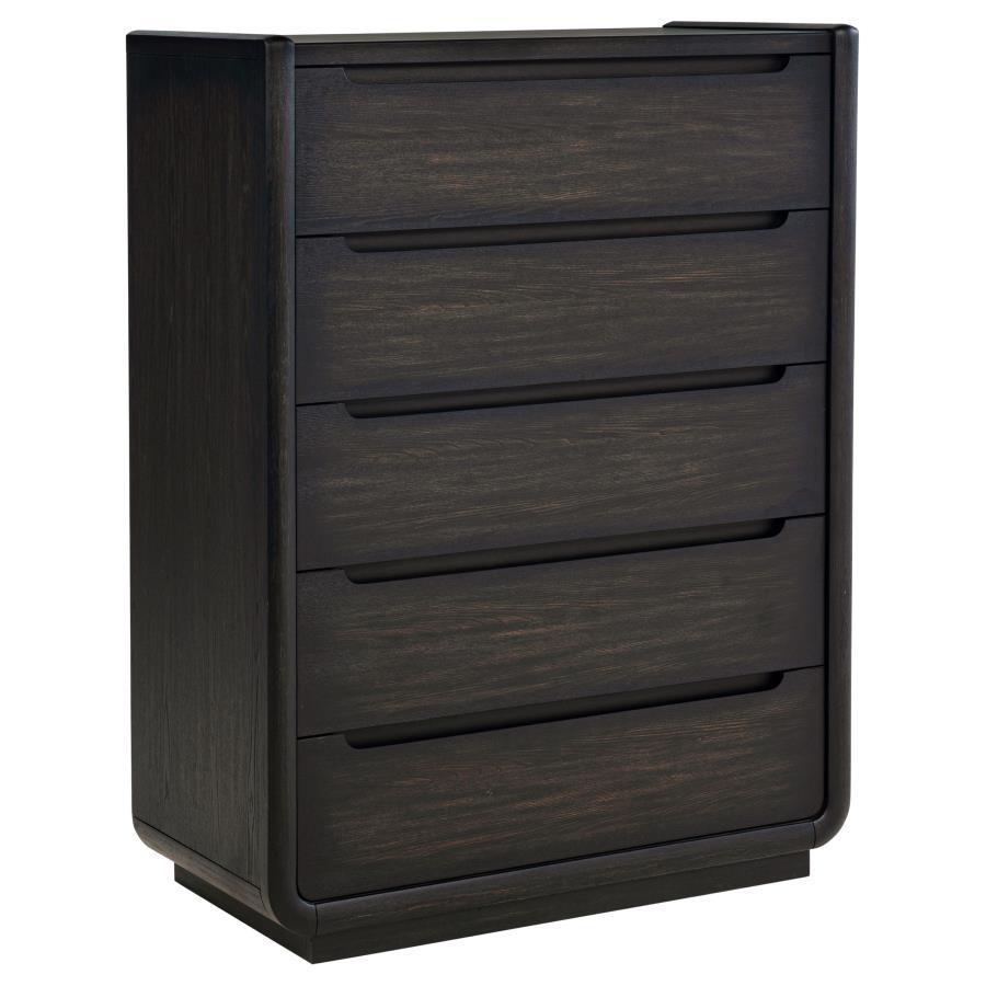 Leandro - 5 - Drawer Bedroom Chest Of Drawers - Burnished Black Accent Chests by Coaster Fine Furniture - Walls Furniture & Mattress