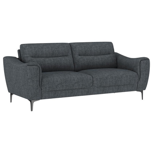 Nolan - 2 Piece Upholstered Sofa Set - Charcoal Stationary Sofas & Loveseats by Coaster Fine Furniture - Walls Furniture & Mattress