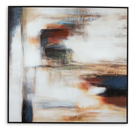 Pigeonford - Wall Art - White / Teal / Gold Canvas Art by Signature Design by Ashley® - Walls Furniture & Mattress