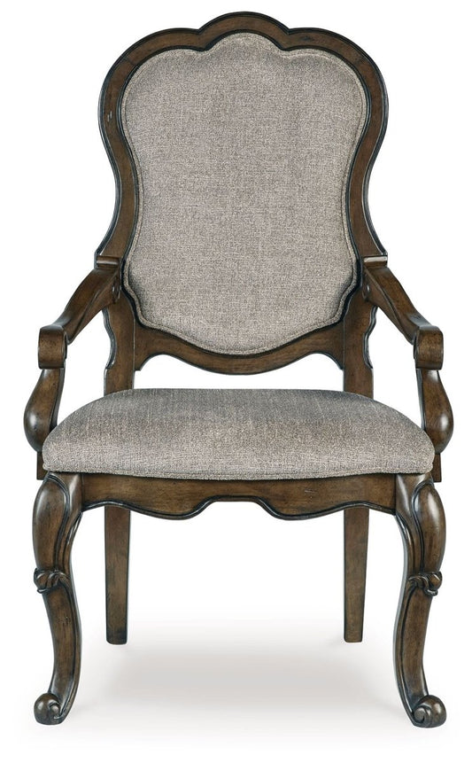 Maylee - Dining Upholstered Arm Chair (Set of 2) - Dark Brown Chair Sets by Signature Design by Ashley® - Walls Furniture & Mattress