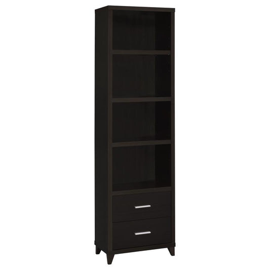 Lewes - 4 - Shelf Engineered Wood Media Tower - Cappuccino Piers by CoasterEssence - Walls Furniture & Mattress