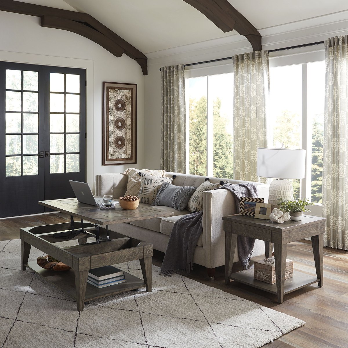 Arrowcreek - 3 Piece Living Room Set - Dark Brown Table Sets by Liberty Furniture - Walls Furniture & Mattress