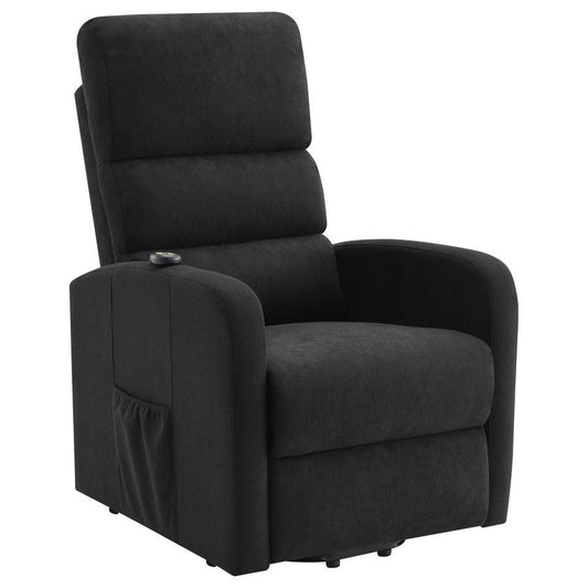 Amsdell - Upholstered Power Lift Recliner With Remote - Black Lift Chairs by Coaster Fine Furniture - Walls Furniture & Mattress