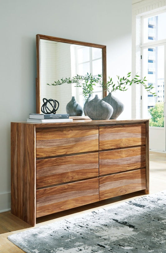 Dressonni - Dresser And Mirror - Brown Dresser & Mirror by Signature Design by Ashley® - Walls Furniture & Mattress