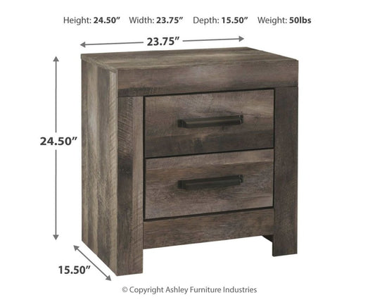 Wynnlow - Two Drawer Night Stand - Gray Accent Nightstands by Signature Design by Ashley® - Walls Furniture & Mattress