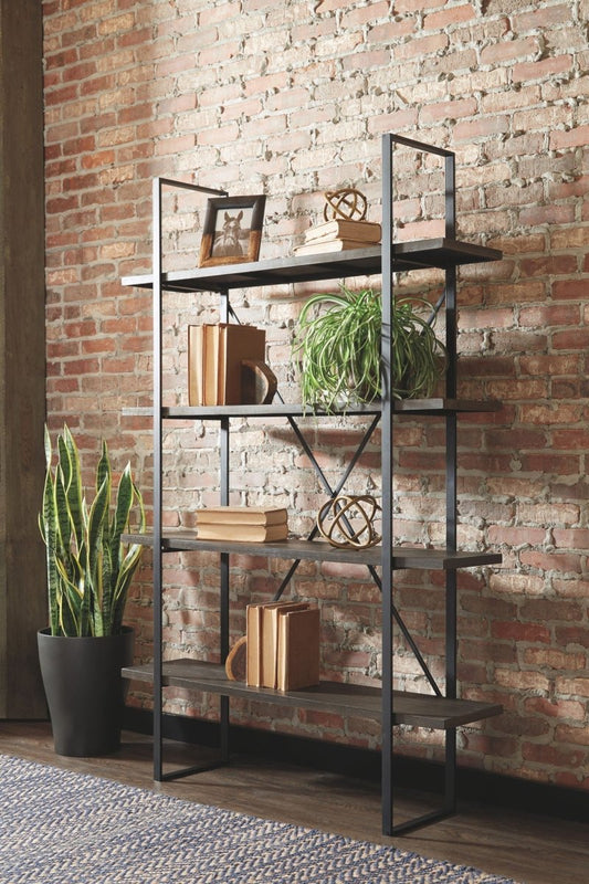 Gilesgrove - Bookcase - Black / Gray Etageres by Signature Design by Ashley® - Walls Furniture & Mattress
