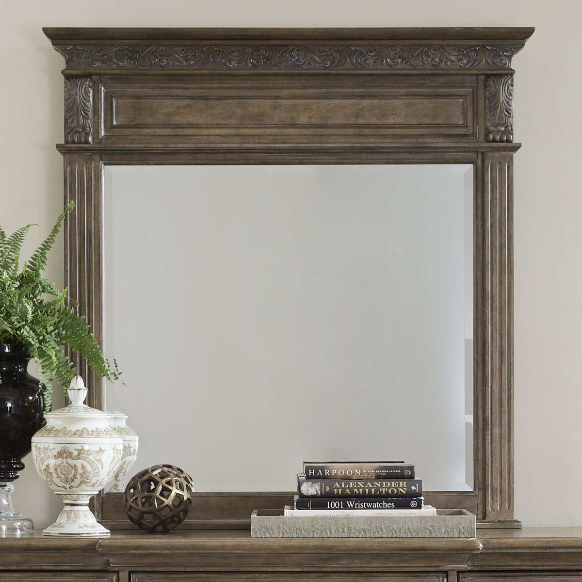 Carlisle Court - Landscape Mirror - Medium Brown Landscape Mirrors by Liberty Furniture - Walls Furniture & Mattress