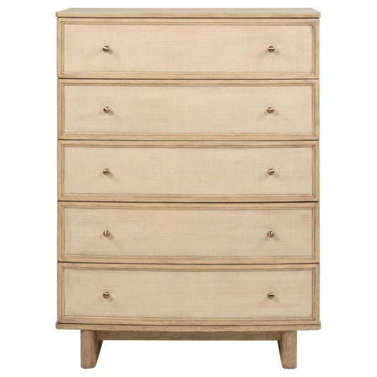 Kailani - 5 - Drawer Bedroom Chest Of Drawers - Beige Oak Accent Chests by Coaster Fine Furniture - Walls Furniture & Mattress