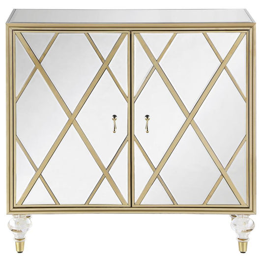 Astilbe - 2 - Door Mirrored Accent Cabinet - Silver And Champagne Accent Cabinets by CoasterEssence - Walls Furniture & Mattress