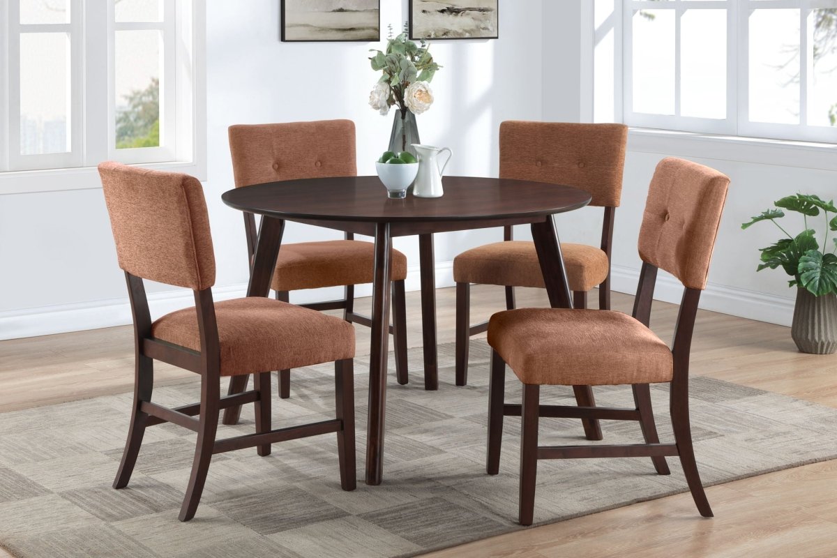 Tioga - 47" Round Dining Table Set 5 Piece Dining Room Sets by New Classic - Walls Furniture & Mattress